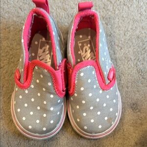 Vans Kids Polka Dot Slip-On Shoes - Gray and Pink